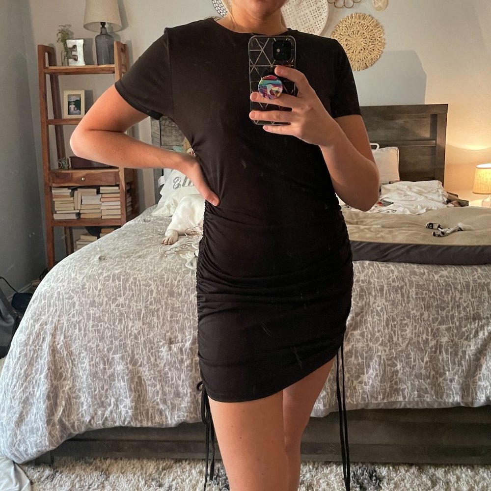 NEVER WORN Adjustable black mini dress